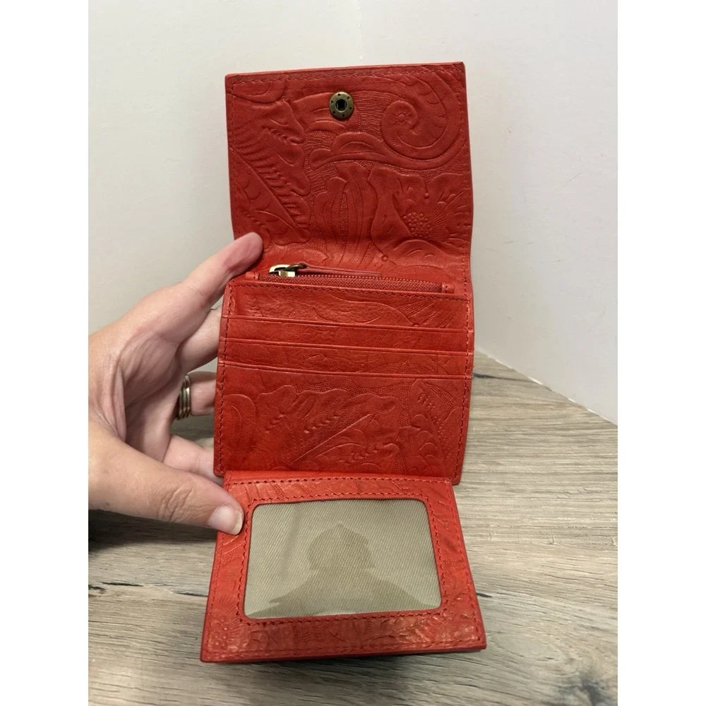American Leather Co. Veronica Embossed Floral Tooled Leather Wallet Bifold